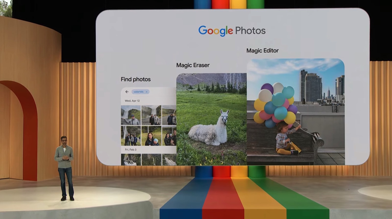 Google demoing Google Photos Magic Editor at I/O 2023.