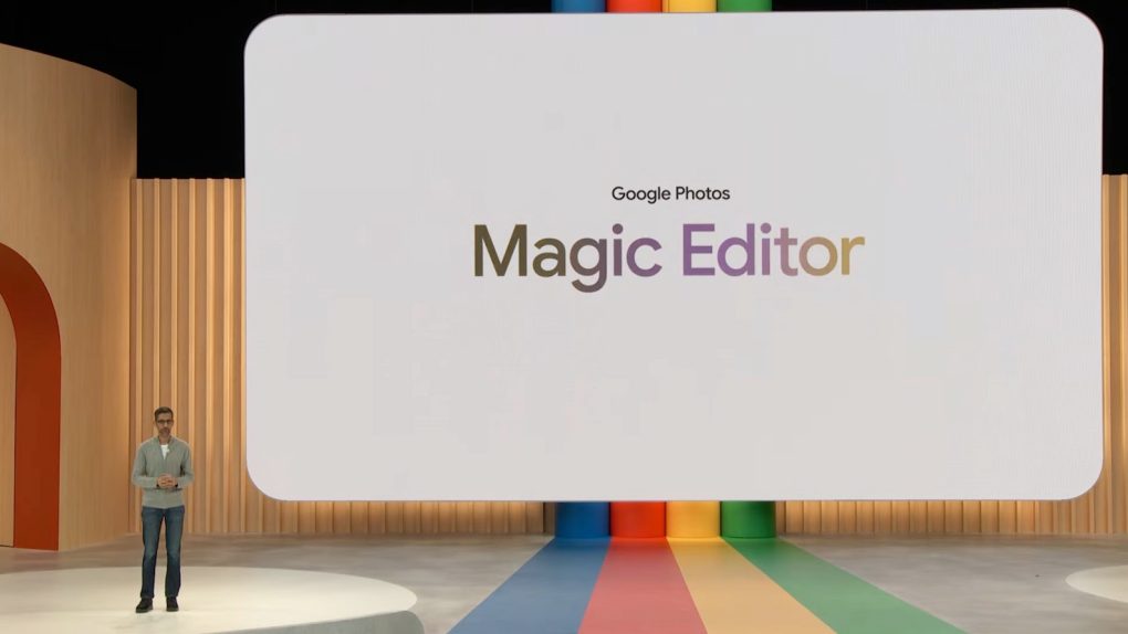 Google Photos' new generative AI Magic Editor demo at I/O 2023.