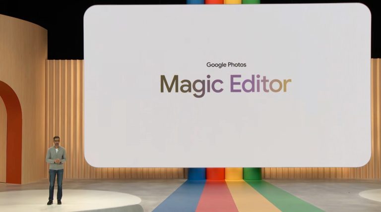 Google Photos' new generative AI Magic Editor demo at I/O 2023.