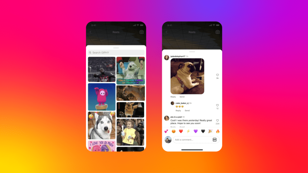 GIFs for comments on Instagram
