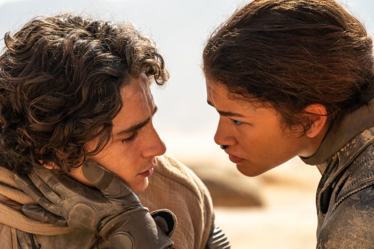 Timothée Chalamet and Zendaya in Dune: Part Two.