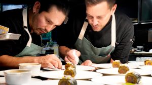 Gabriel Rodriguez and Tom Goetter in Top Chef season 20.