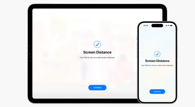 Avertissement de distance d’écran sur iPhone et iPad.