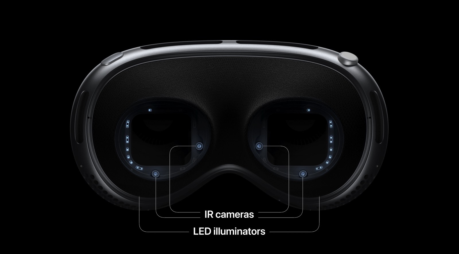 The Vision Pro's internal cameras and IR sensors that make eye-tracking possible.