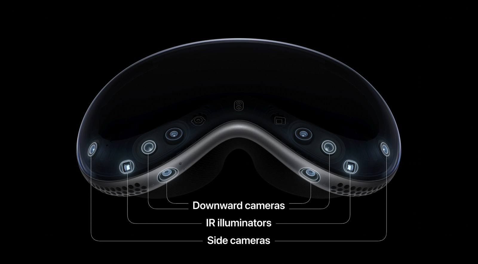 Some of the Vision Pro's front-facing cameras and sensors.