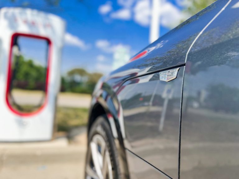 GM at a Tesla Supercharger