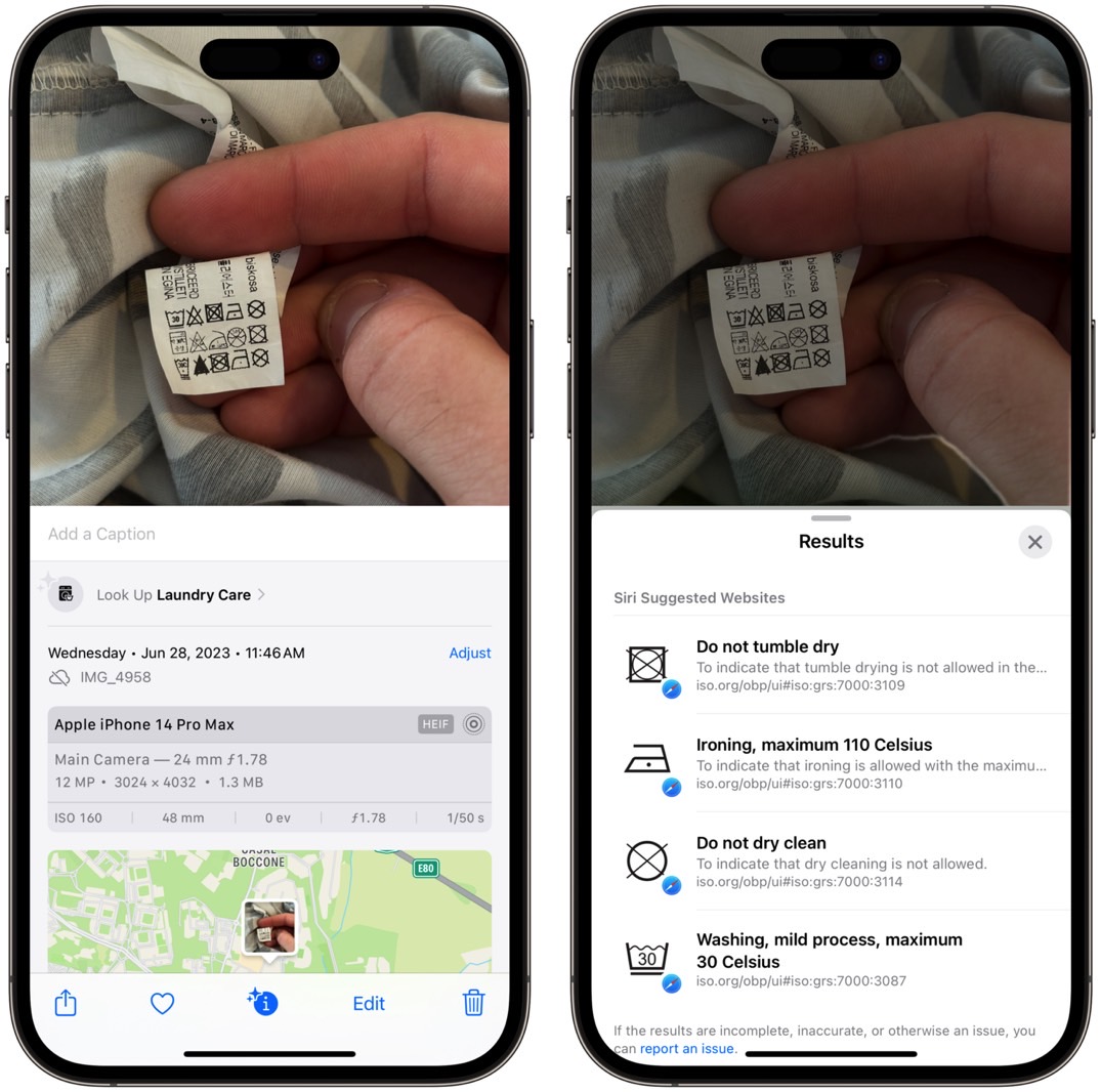 Ios 17 Photos App Understsands Laundry Icons Via Visual Lookup.