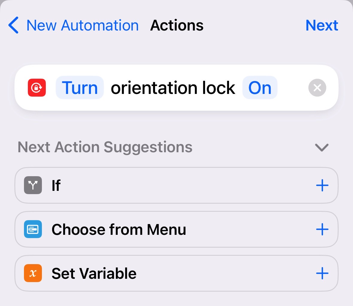 This iPhone automation enables the orientation lock when you close one of your selected apps.