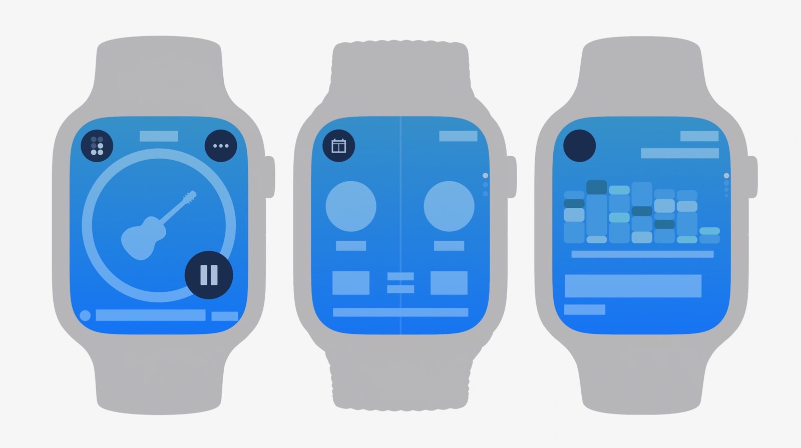 Apps can take advantage of the Apple Watch display to show complications or more content.