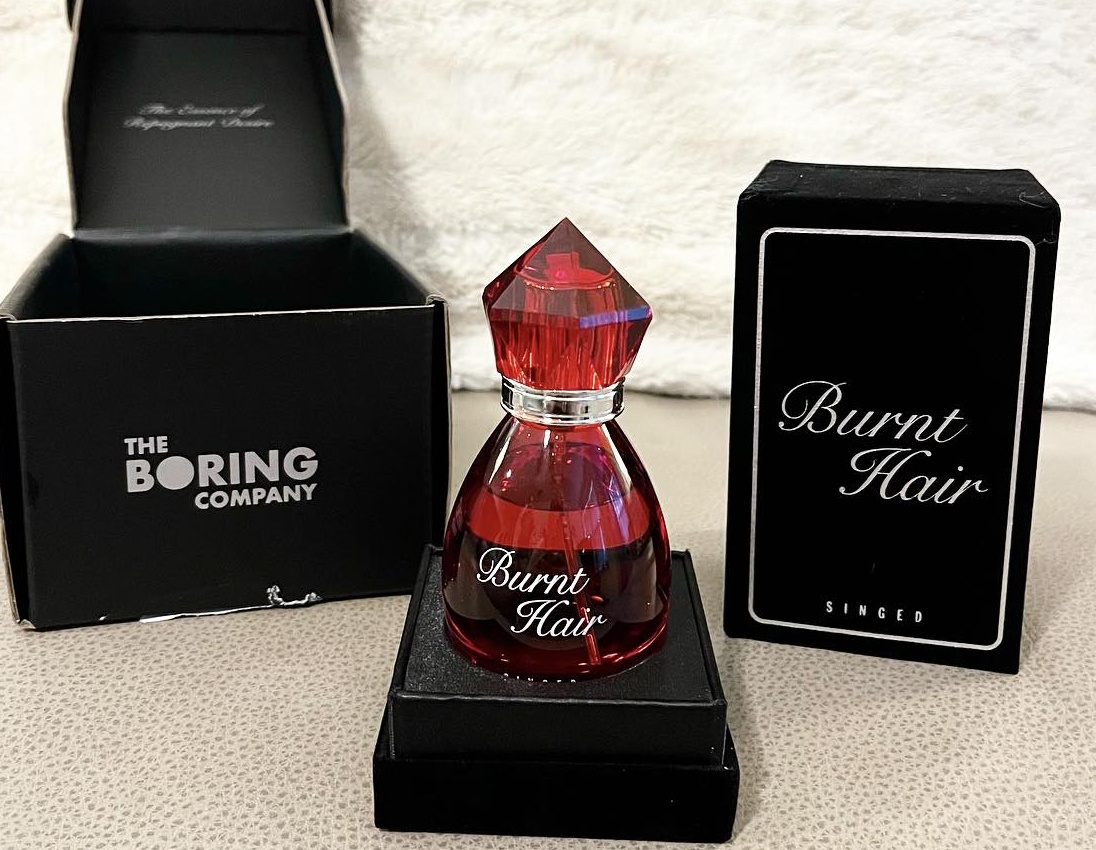 I just got my bottle of Burnt Hair perfume from Elon’s Boring Co.