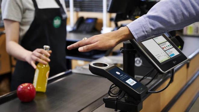 Amazon One palm reader in Whole Foods