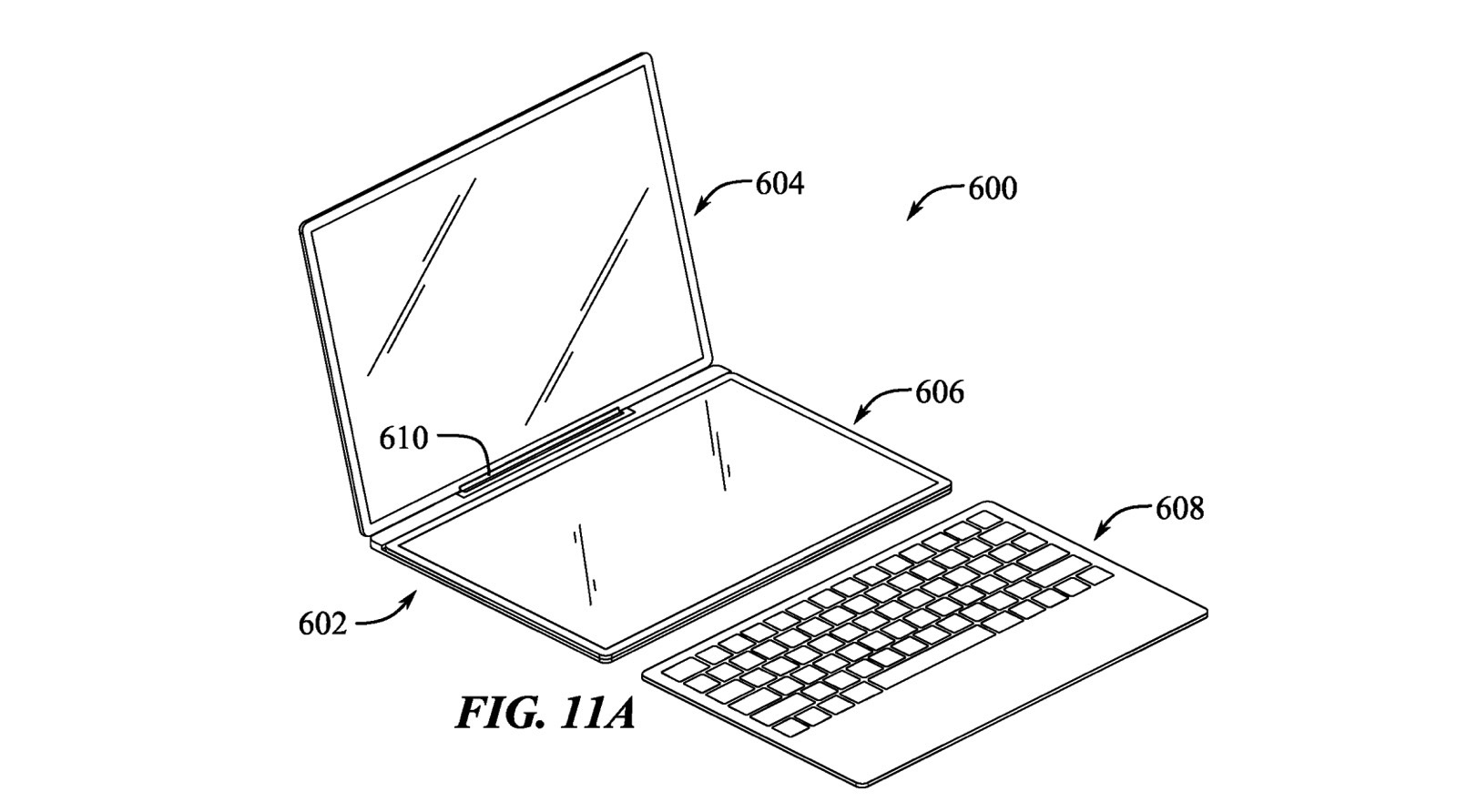 One potential use case for a MacBook featuring two displays connected by a hinge and a separate keyboard.
