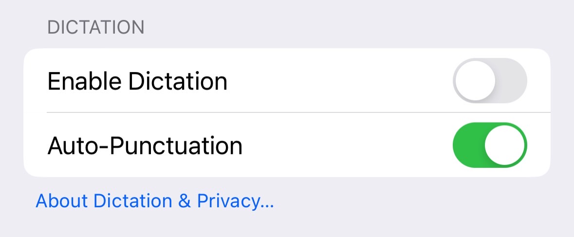 Disabling Dictation on iPhone.