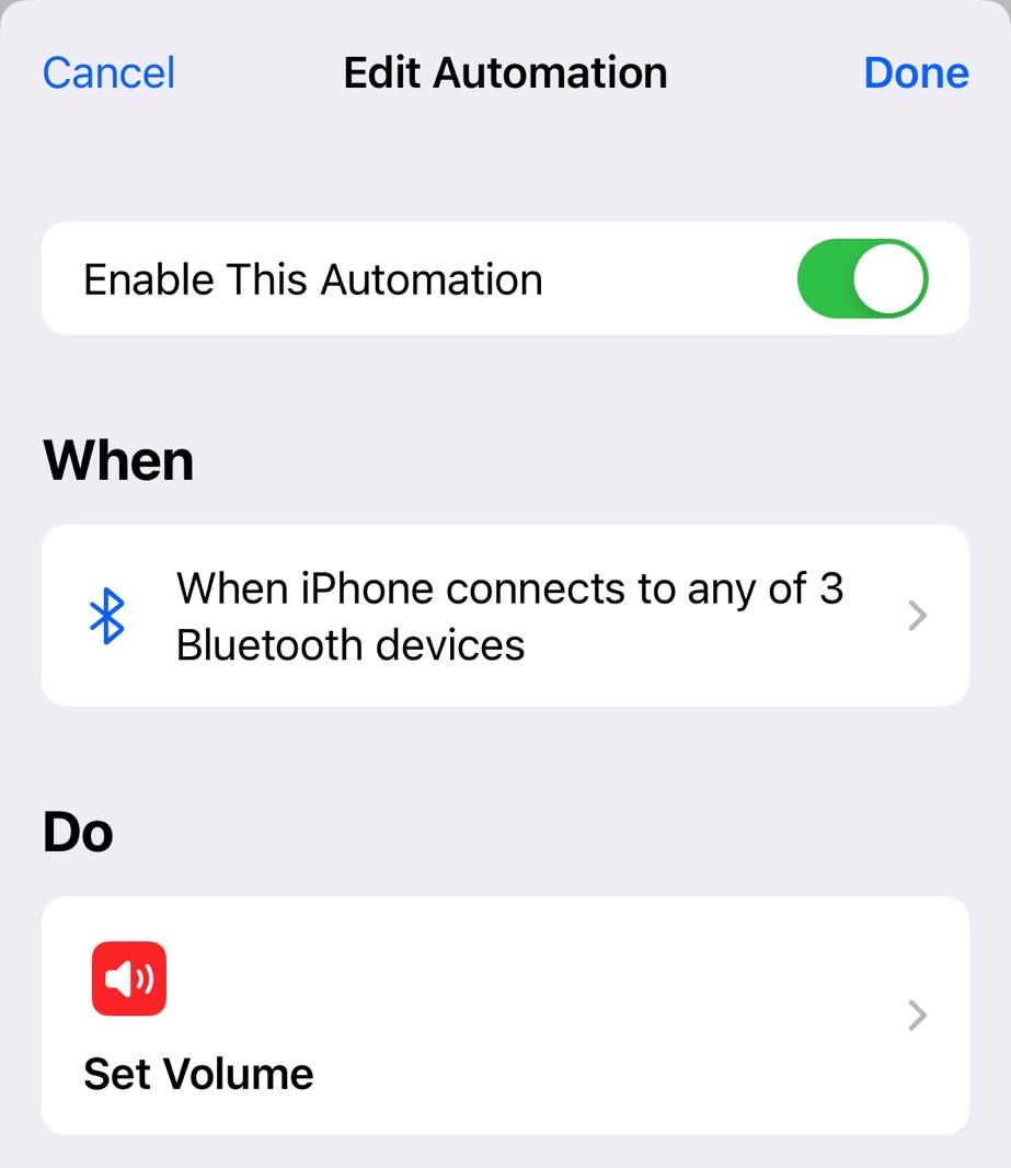 iPhone volume automation for wireless earphones like the AirPods.