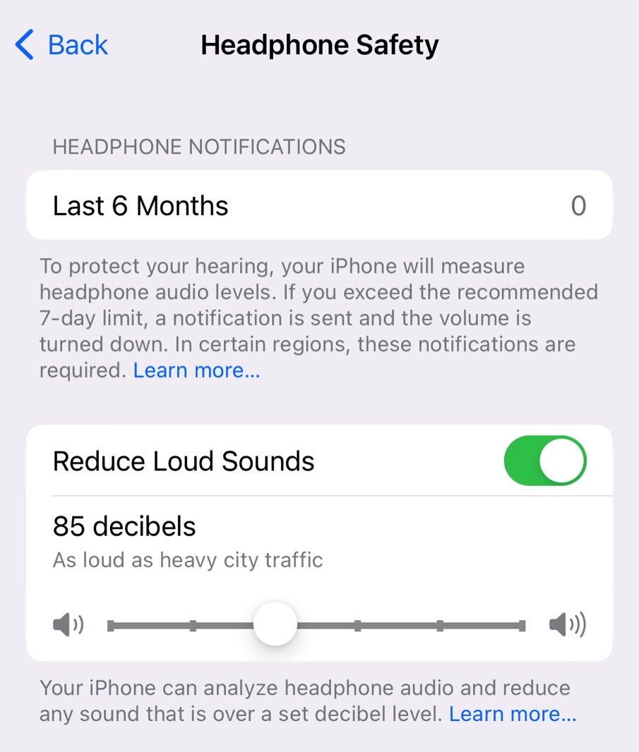 The iPhone can monitor and block loud sounds for you.