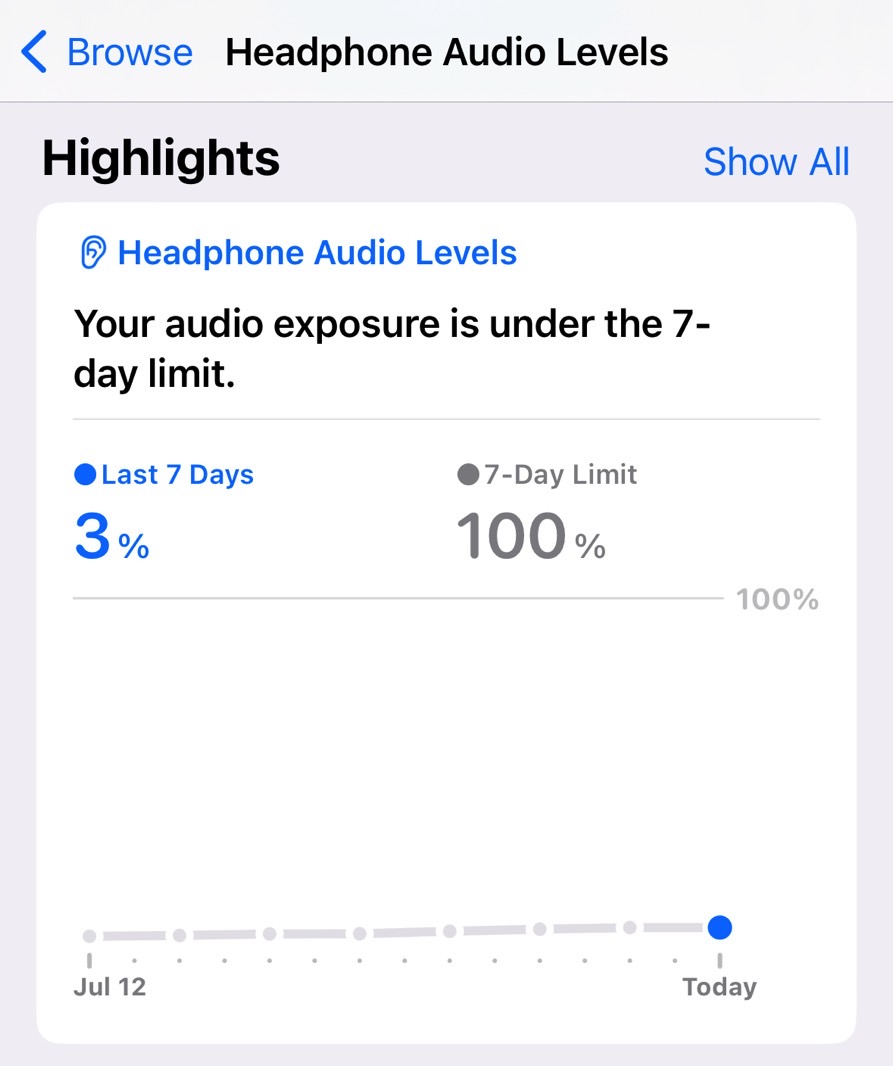 You can check your audio exposure in the Health app.