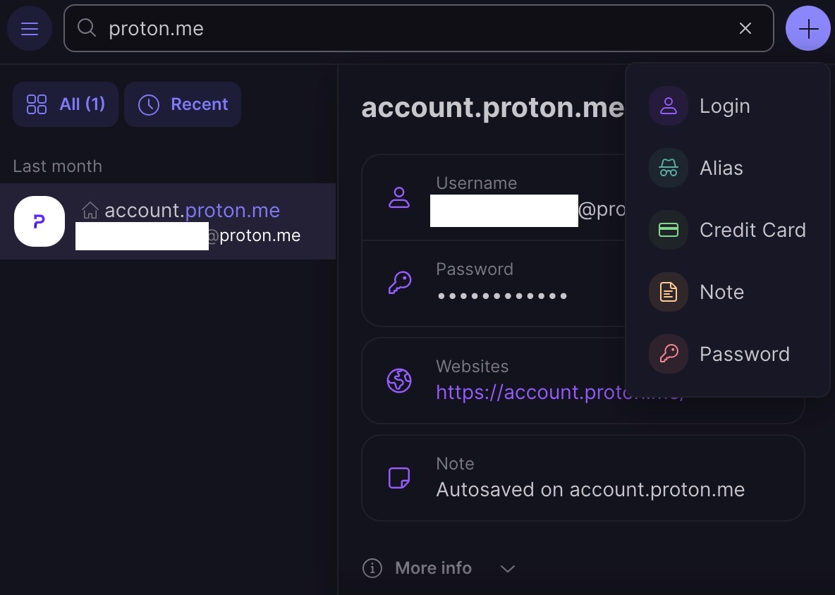 Proton Pass lets you save credit card information.
