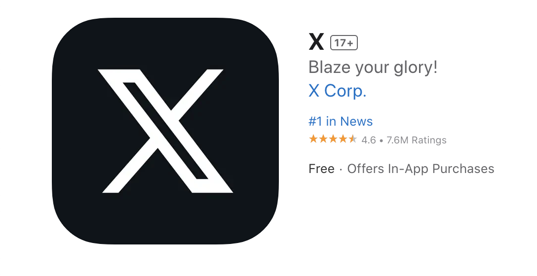 Twitter has officially changed to ‘X’ in the App Store