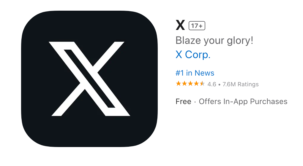 X in the iOS App Store