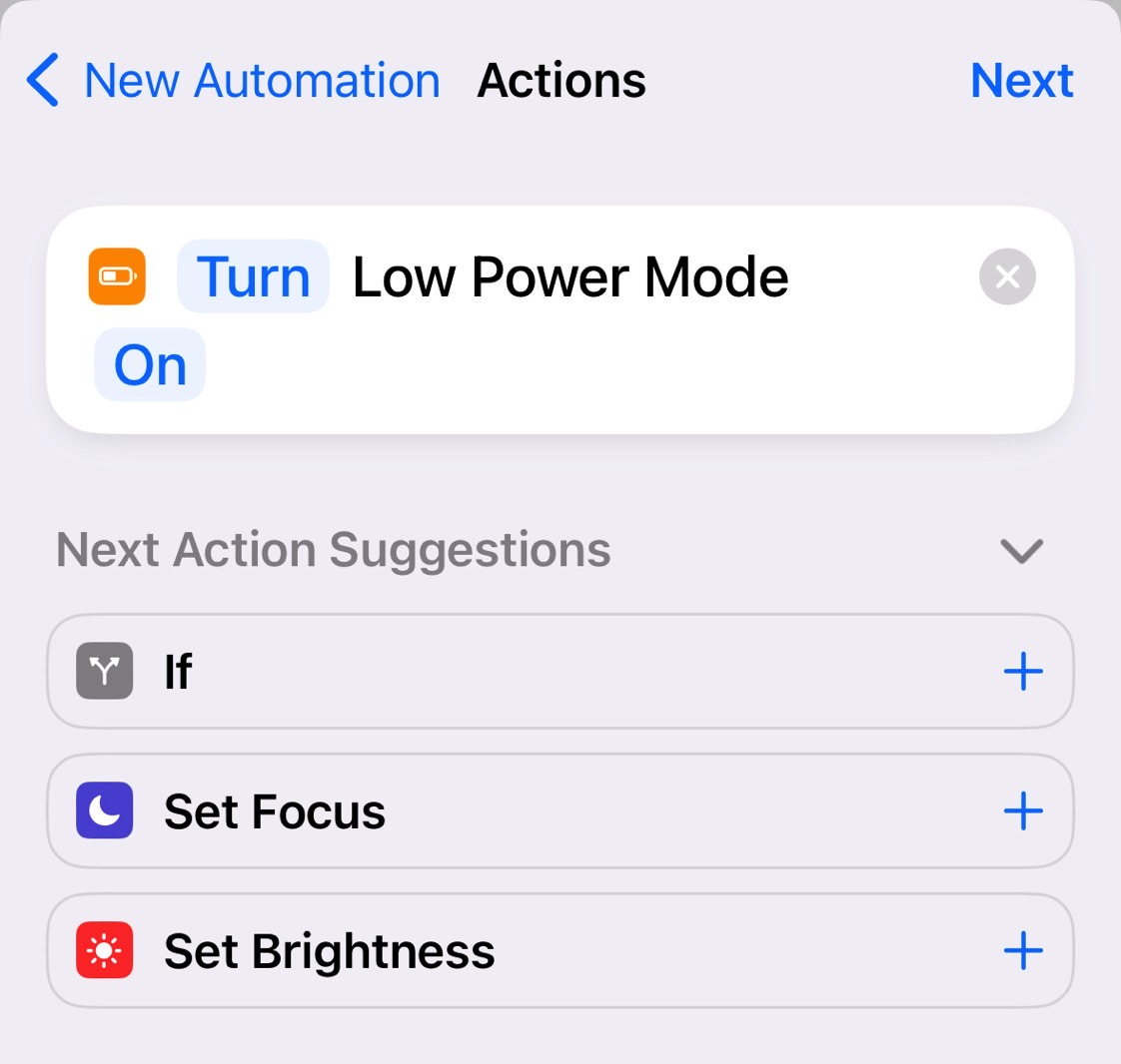 Choose Low Power Mode as the desired action.