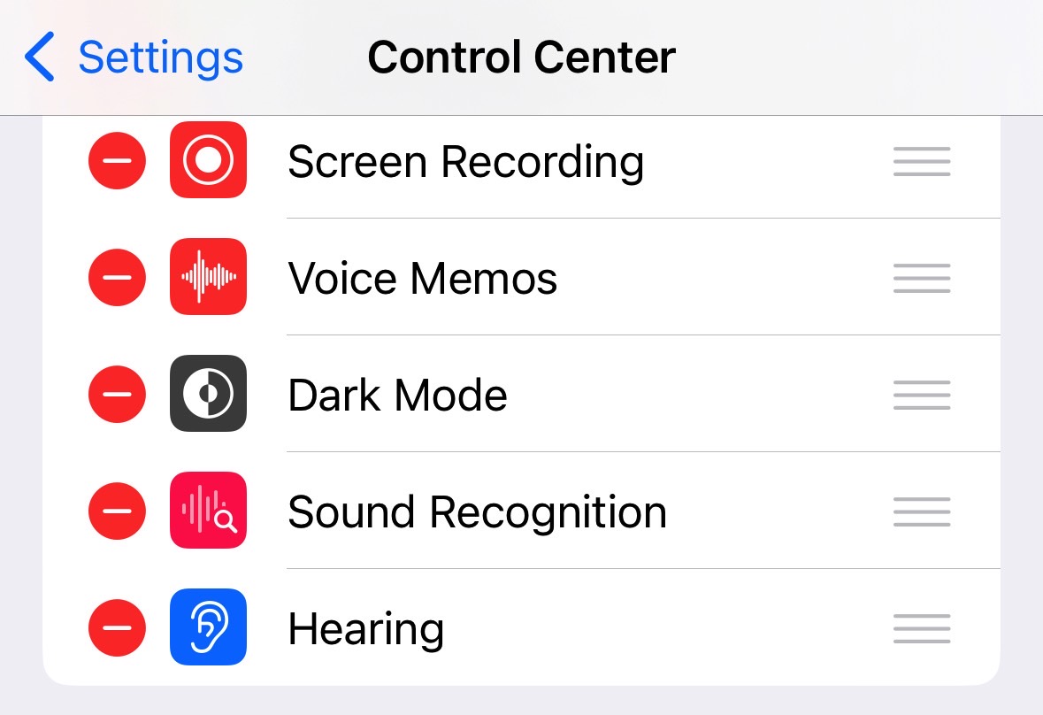 Add the Hearing shortcut to Control Center.