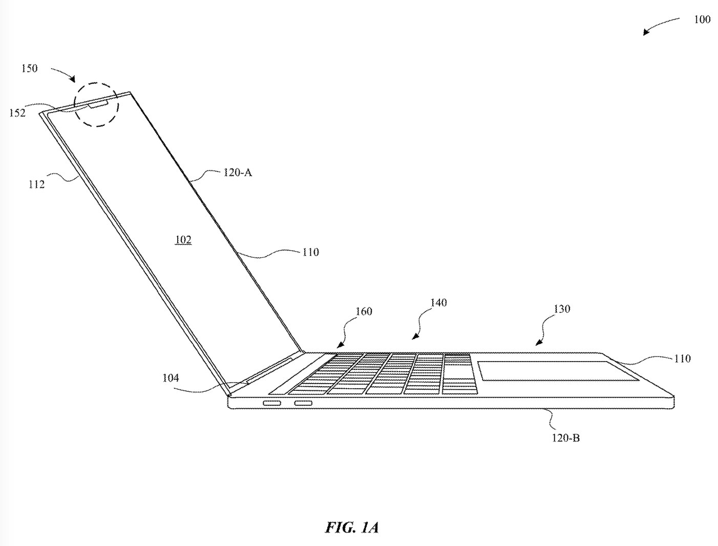 A MacBook Air or Pro design featuring a notch at the top where Face ID components might sit.