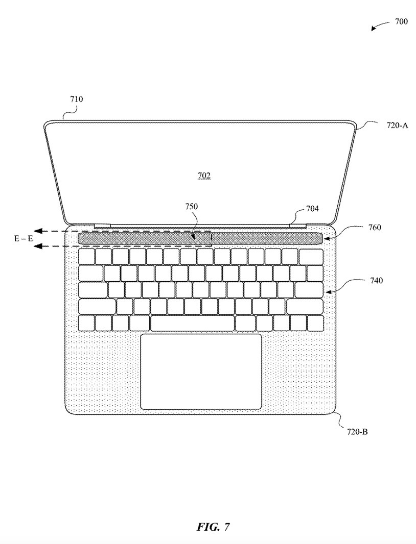 The Face ID camera array might be present in other areas on a MacBook - regions 740, 750, and 760 in the image.
