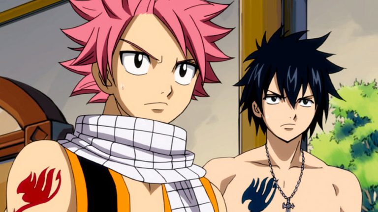 Natsu Dragneel and Gray Fullbuster in Fairy Tail.