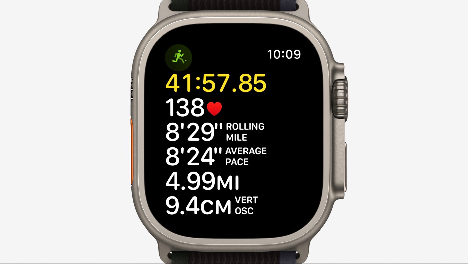 Running stats on an Apple Watch Ultra 2.