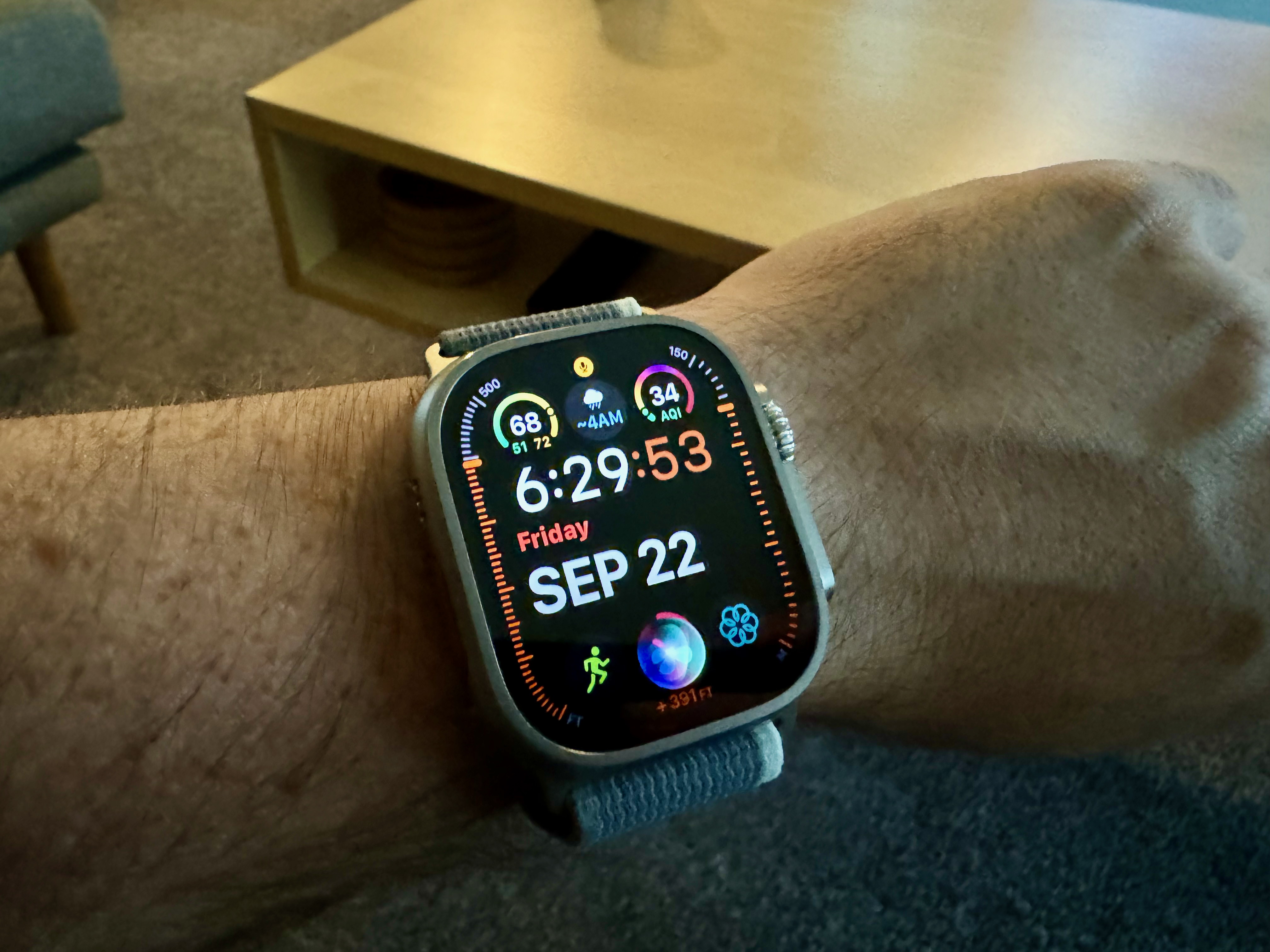 Apple Watch Ultra 2 with Siri running.