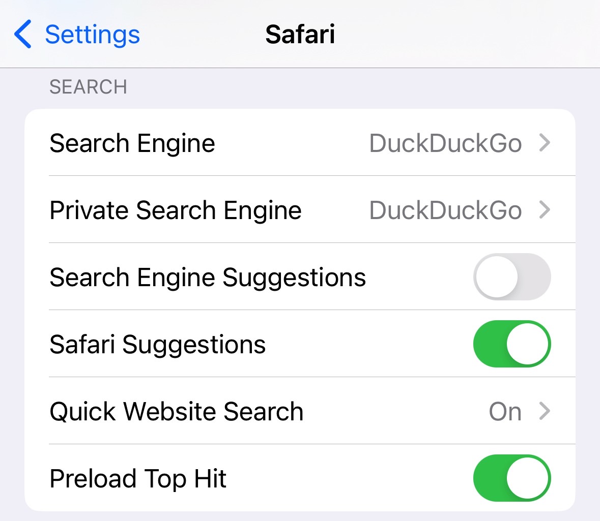 iOS 17 lets you select different Safari search engines for regular and private browsing.