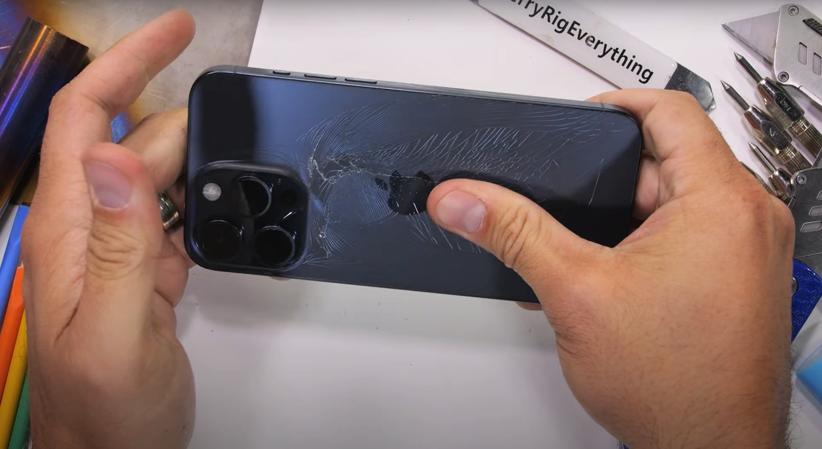 Be gentle with Apples new Titanium iPhone 15 Pro Max  Yikes! 