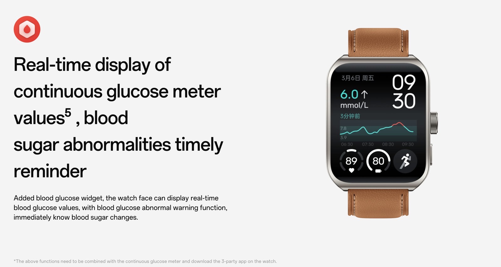 How Oppo describes the Watch 4 Pro's ability to show real-time blood glucose readings.