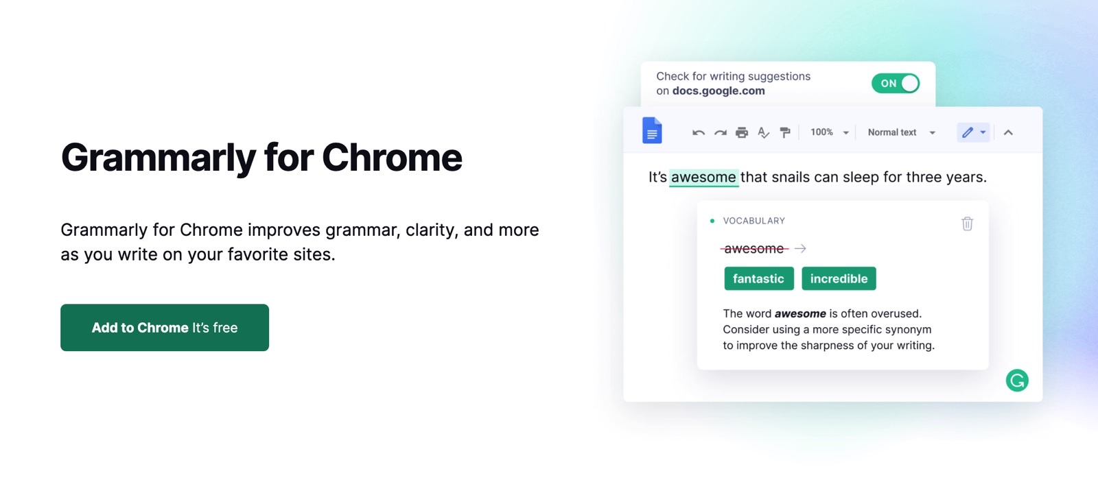 The Grammarly Chrome extension works in Gmail.