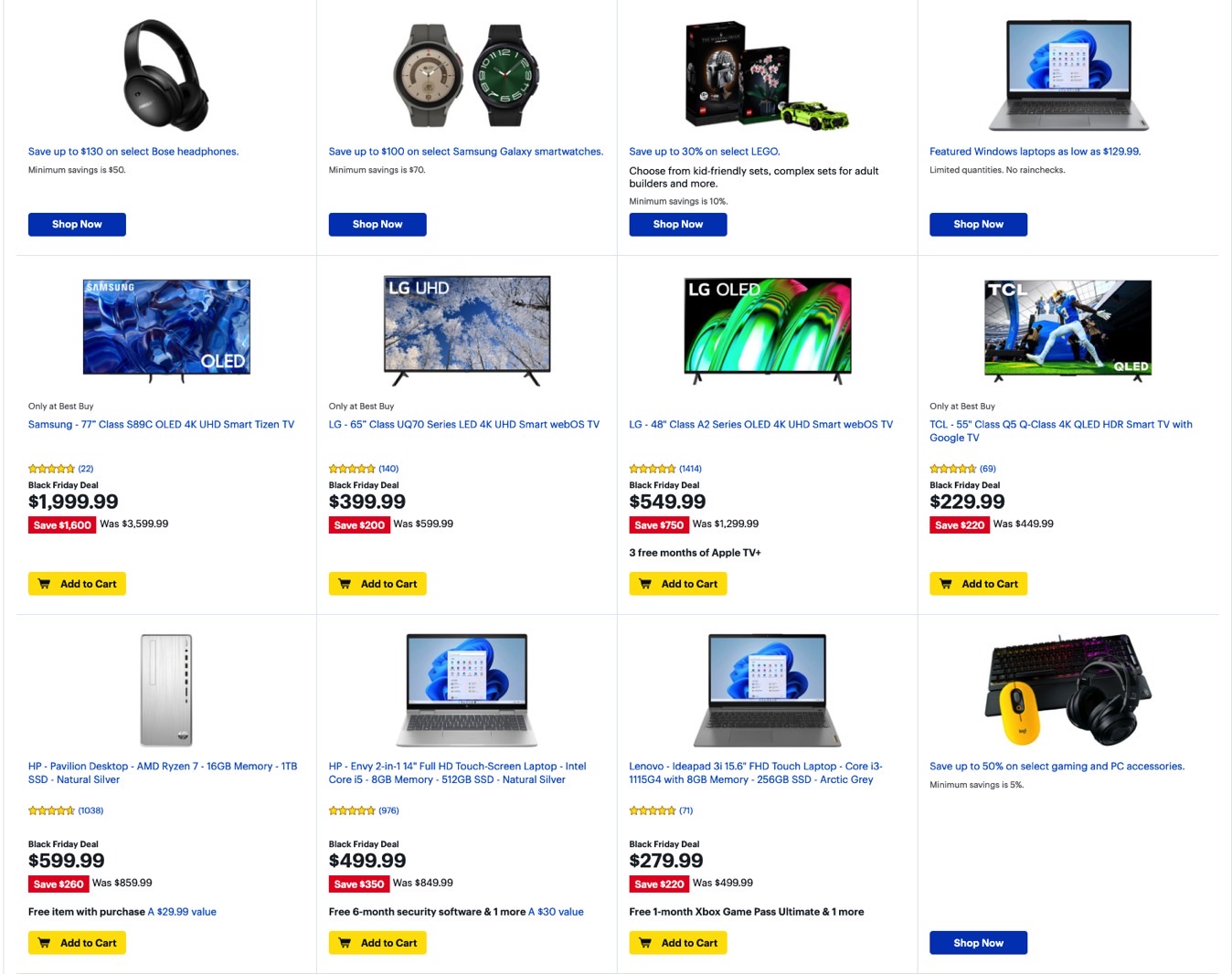 Best Buy Black Friday deals on TVs, laptops, wearable devices, and more.