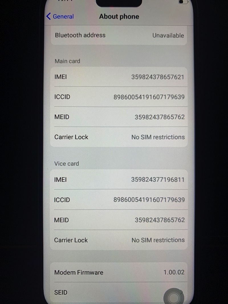The fake iPhone 15 Pro Max has different IMEI numbers than the ones on the retail box.