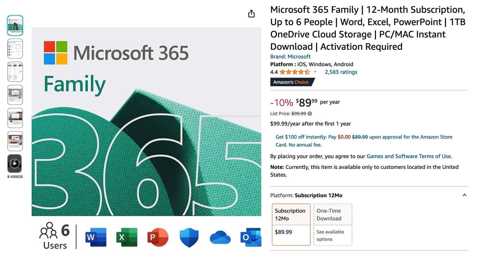 Microsoft 365 Family Black Friday deal: 12-month price on Amazon US.