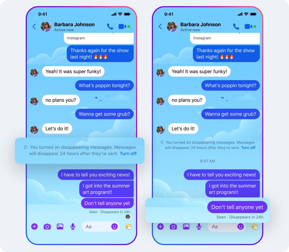 Disappearing messages will be available in end-to-end encrypted Facebook Messenger chats.