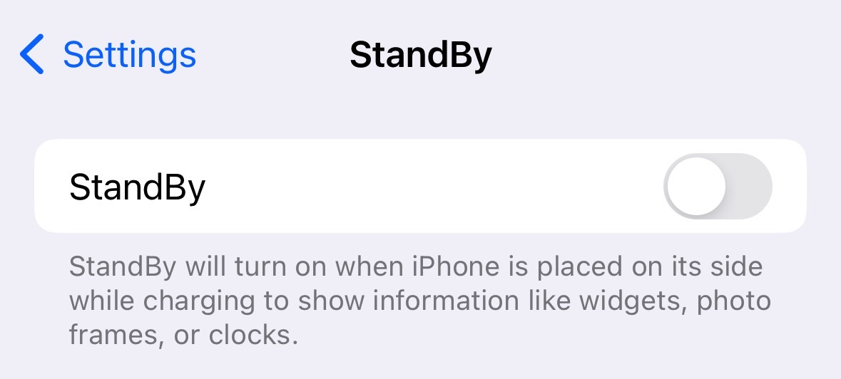 The StandBy feature is already turned off on my iPhone.