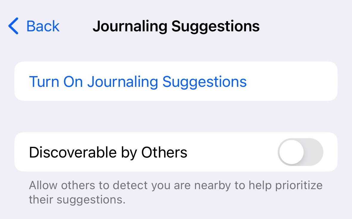 J'empêche les applications Journal d'autres personnes de détecter mon iPhone.