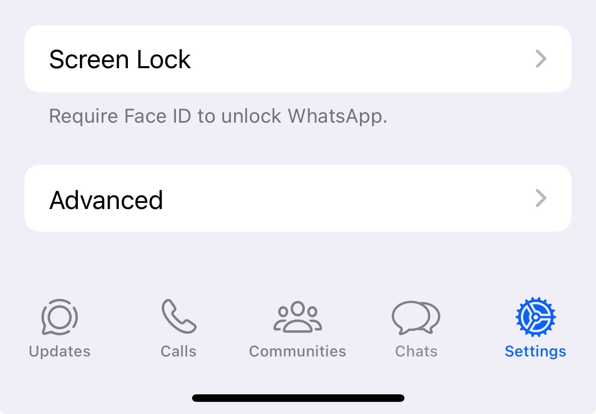 WhatsApp's Screen Lock feature lets you lock the entire app with Face ID on iPhone.