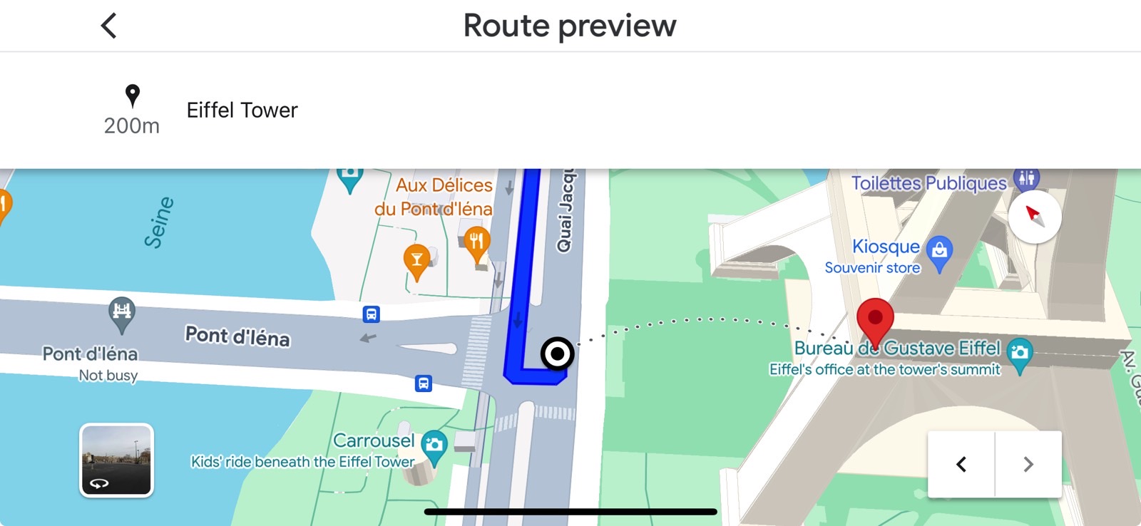 Google Maps navigation previews shows 3D buildings on iPhone if the 3D layer is enabled.