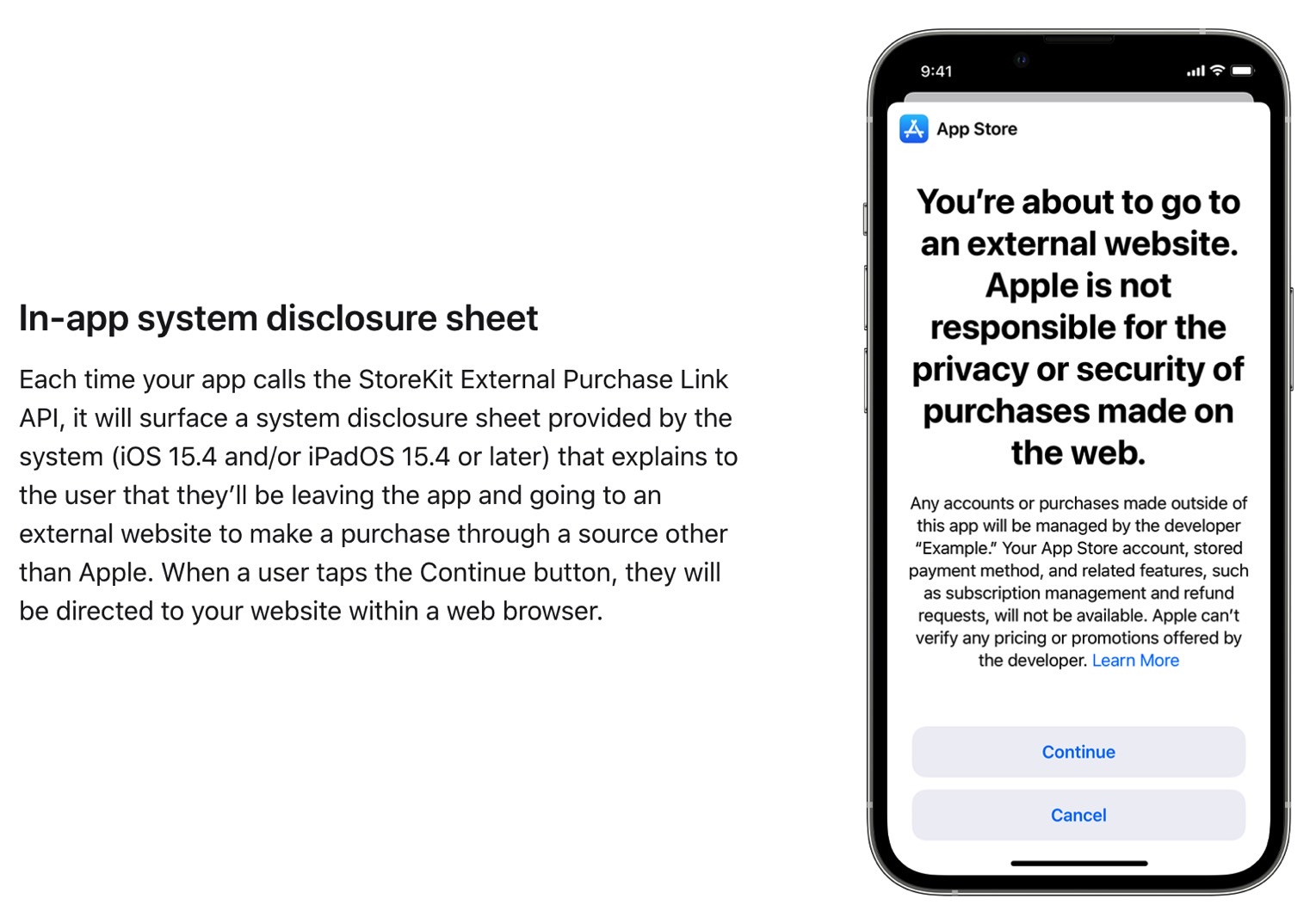 Developers will have to notify the user if payments will take place outside of the App Store.