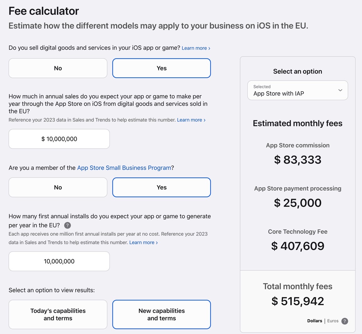 Nouvelles conditions DMA App Store.