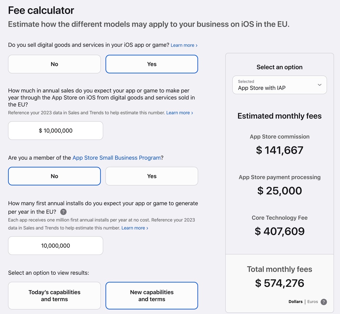 Nouvelles conditions DMA App Store.