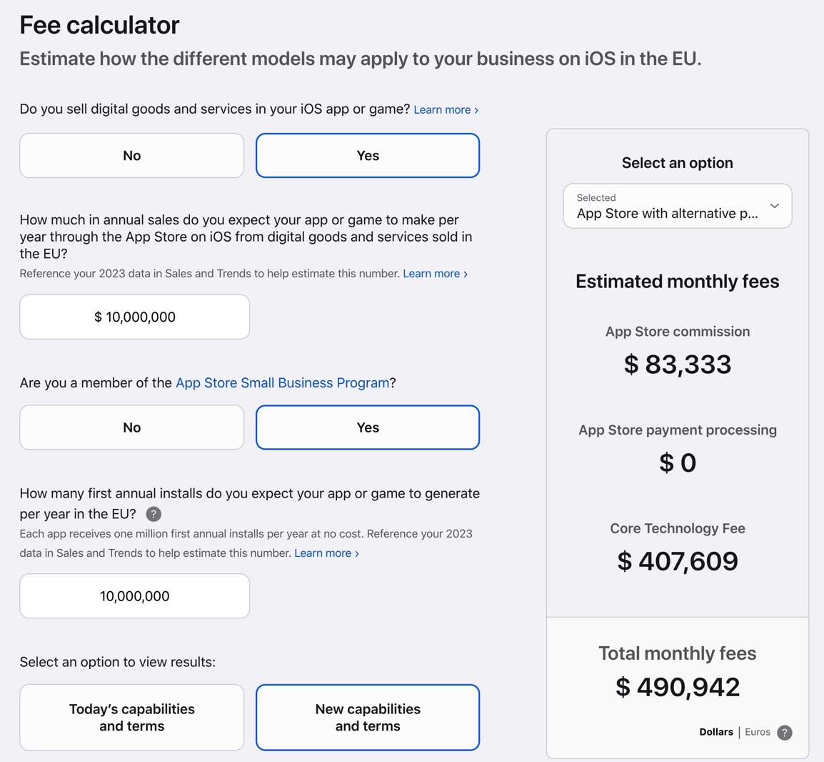 Nouvelles conditions DMA App Store.