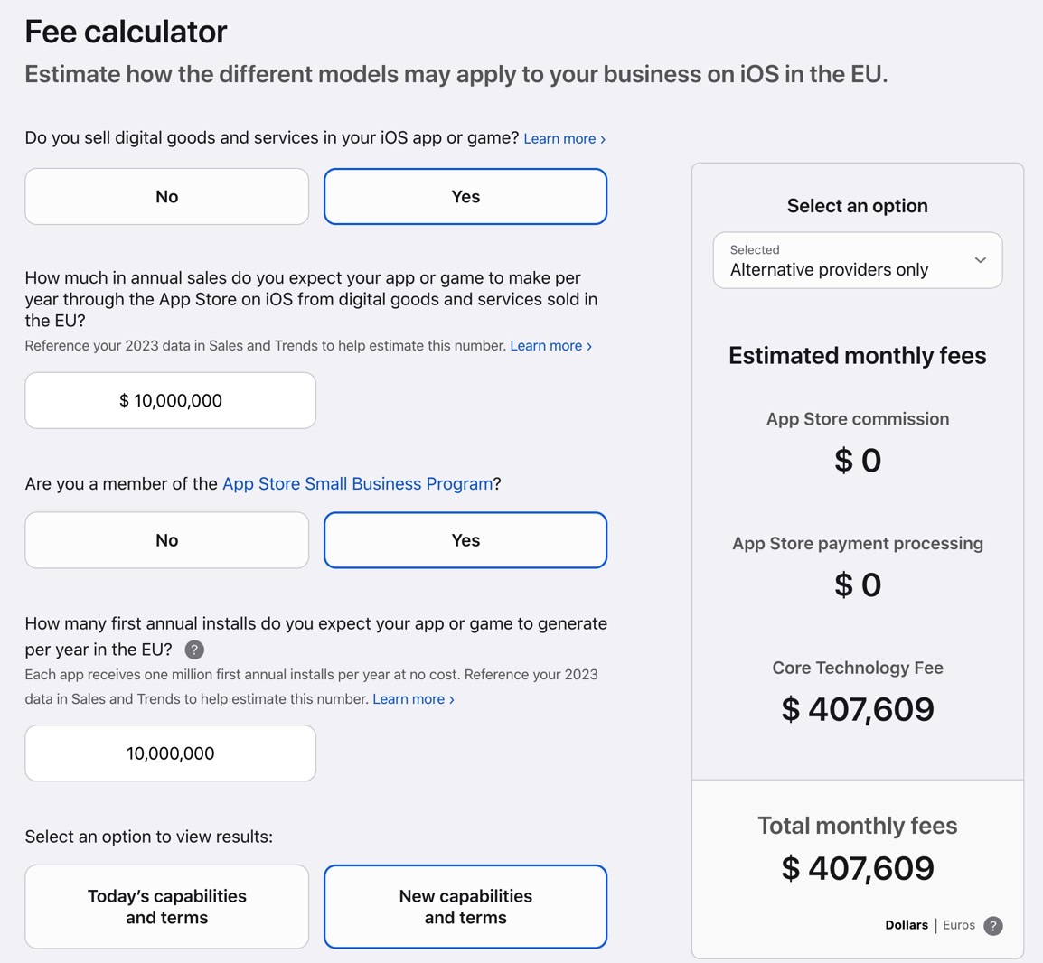 Nouvelles conditions DMA App Store.