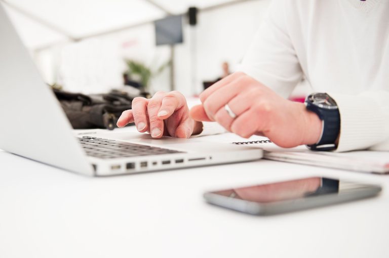 Typing on a laptop keyboard