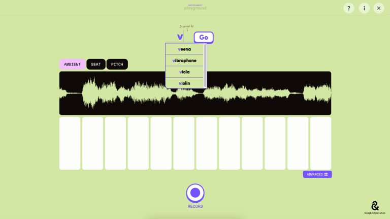 Instrument Playground is an AI-powered Google experiment.