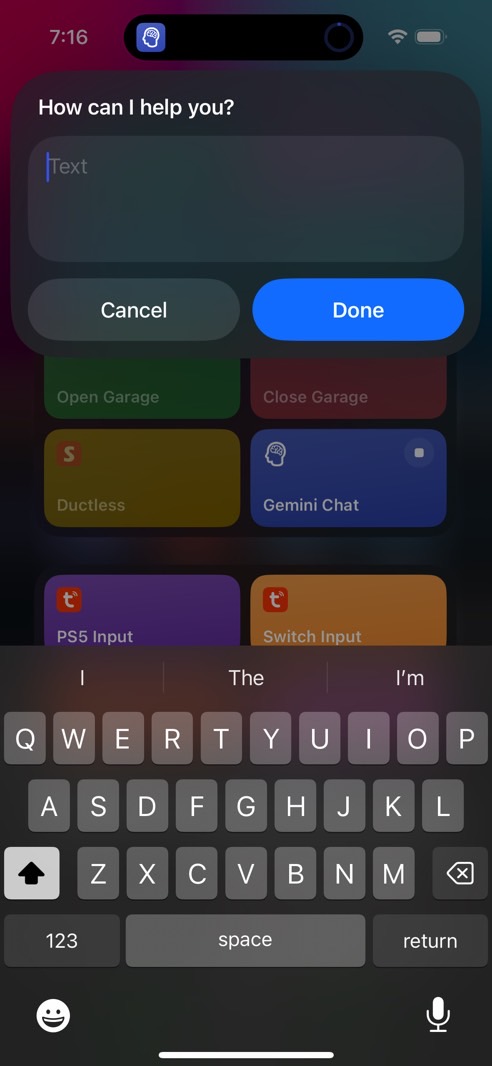 Tap the shortcut, and you'll be able to start chatting with Google Gemini.